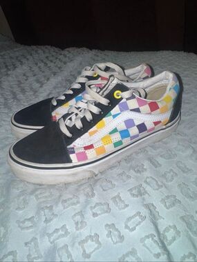 Vans  multicolored checkerboard shoes size 7